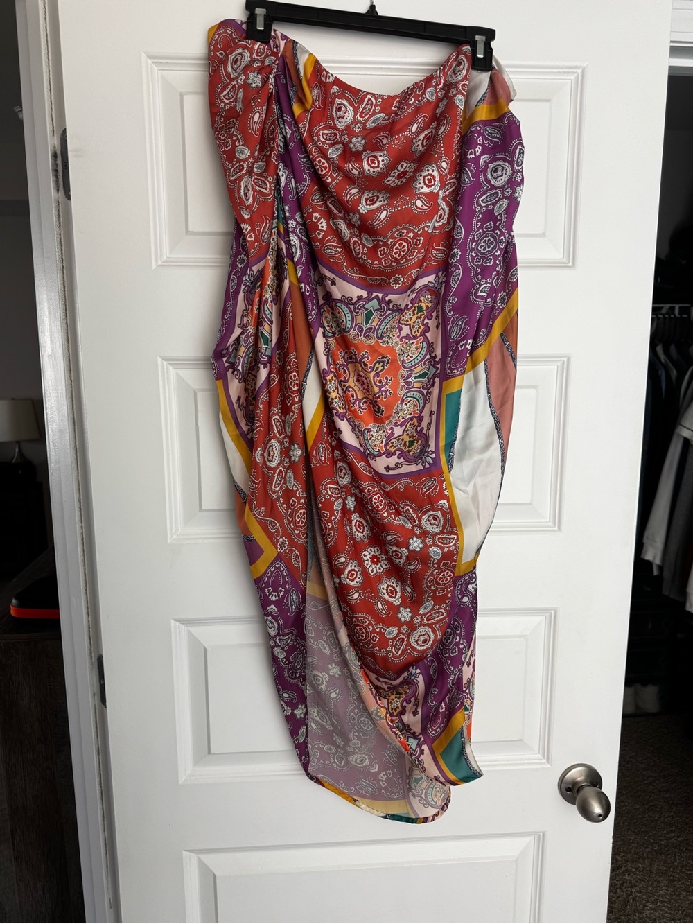 SHEIN Multicolor Asymmetrical Paisley Wrap Skirt - Red & Purple